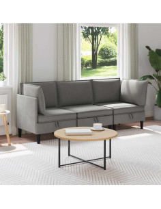 Set di mobili per il soggiorno 3 pcs Grigio scuro Tessuto