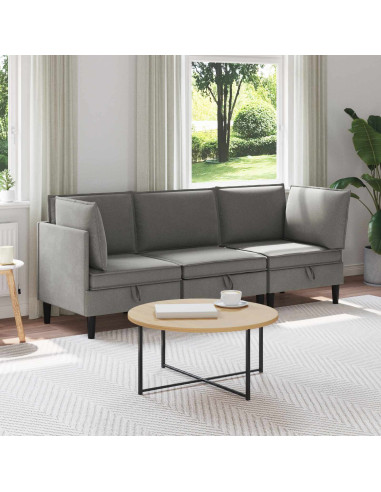 Set di mobili per il soggiorno 3 pcs Grigio scuro Tessuto