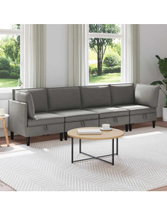 Set di mobili per il soggiorno 4 pcs Grigio scuro Tessuto