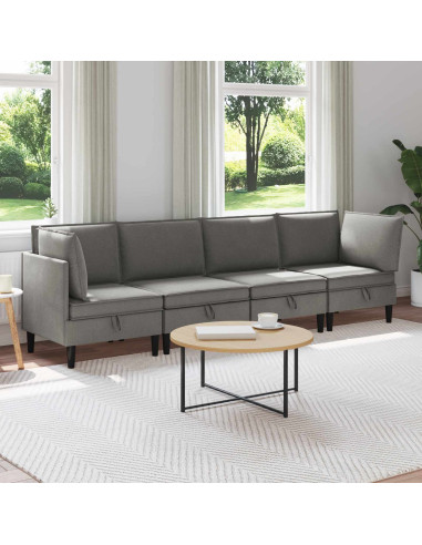 Set di mobili per il soggiorno 4 pcs Grigio scuro Tessuto