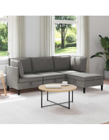 Set di mobili per il soggiorno 4 pcs Grigio scuro Tessuto