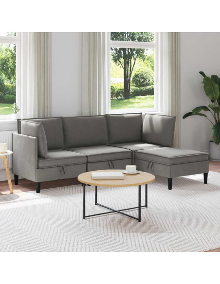 Set di mobili per il soggiorno 4 pcs Grigio scuro Tessuto