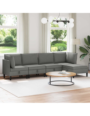 Set di mobili per il soggiorno 5 pcs Grigio scuro Tessuto
