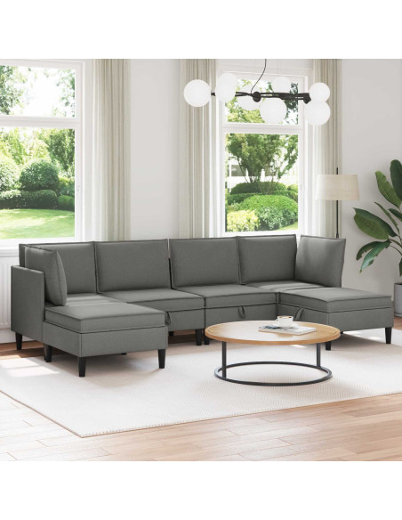 Set di mobili per il soggiorno 6 pcs Grigio scuro Tessuto