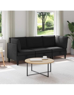 Set di mobili per il soggiorno 3 pcs Nero Tessuto