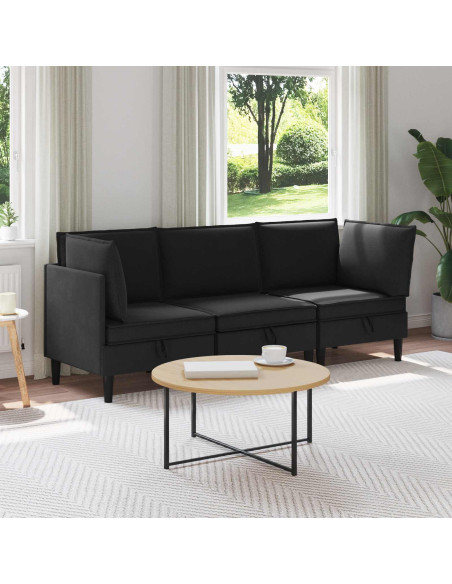 Set di mobili per il soggiorno 3 pcs Nero Tessuto