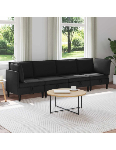 Set di mobili per il soggiorno 4 pcs Nero Tessuto