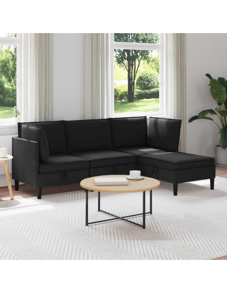 Set di mobili per il soggiorno 4 pcs Nero Tessuto