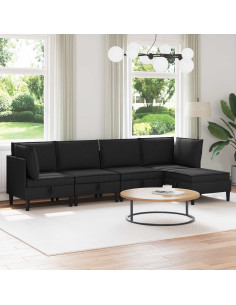 Set di mobili per il soggiorno 5 pcs Nero Tessuto