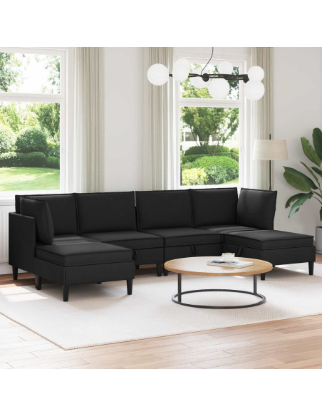 Set di mobili per il soggiorno 6 pcs Nero Tessuto