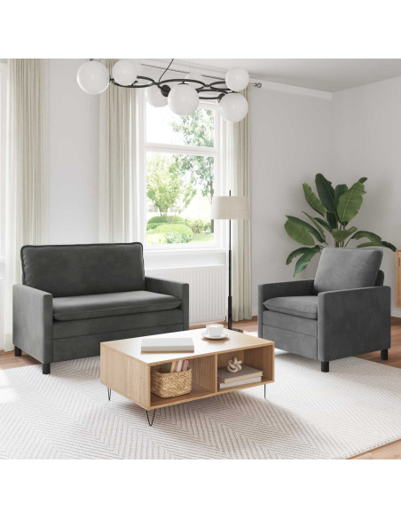 Set di divani 2 pcs Grigio Scuro Velluto