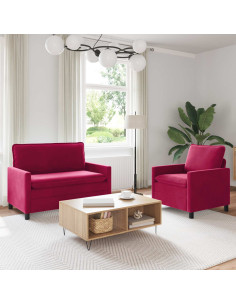 Set di divani 2 pcs Rosso Vino Velluto