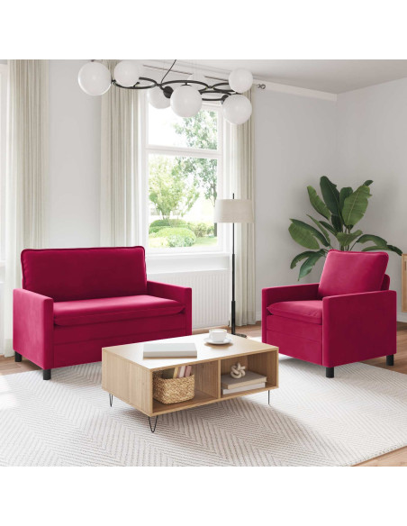 Set di divani 2 pcs Rosso Vino Velluto