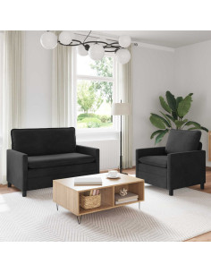 Set di divani 2 pcs Nero Velluto