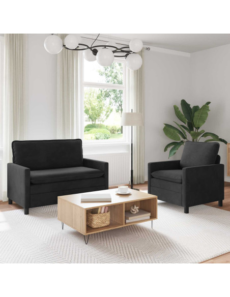 Set di divani 2 pcs Nero Velluto
