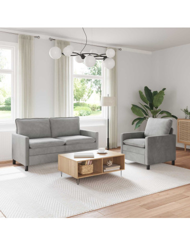 Set di divani 2 pcs Grigio Chiaro Velluto