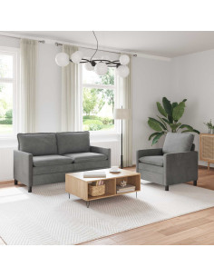 Set di divani 2 pcs Grigio Scuro Velluto