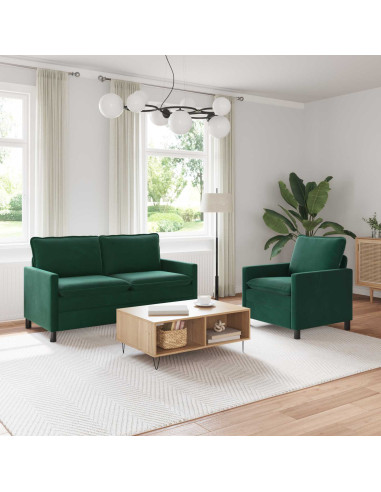 Set di divani 2 pcs Verde Scuro Velluto