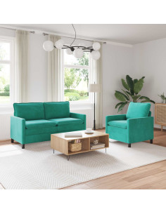 Set di divani 2 pcs Turchese Velluto