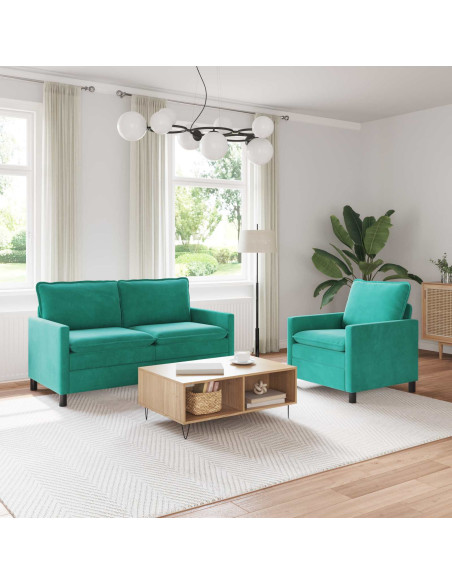 Set di divani 2 pcs Turchese Velluto
