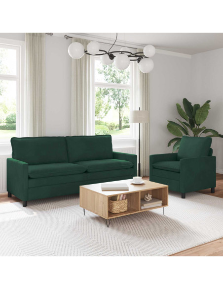 Set di divani 2 pcs Verde Scuro Velluto