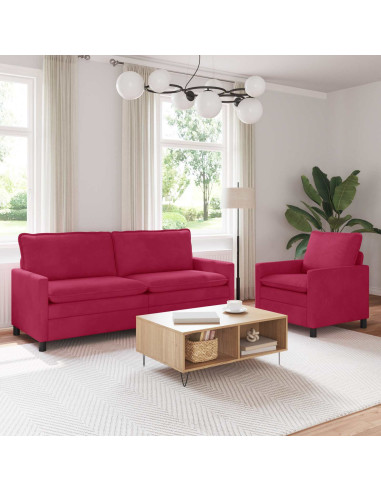 Set di divani 2 pcs Rosso Vino Velluto
