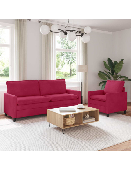 Set di divani 2 pcs Rosso Vino Velluto