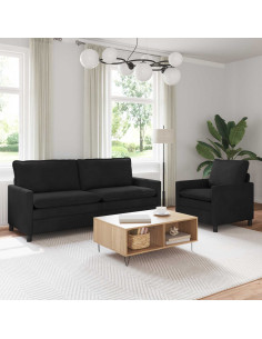 Set di divani 2 pcs Nero Velluto
