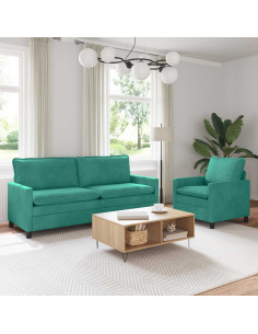 Set di divani 2 pcs Turchese Velluto