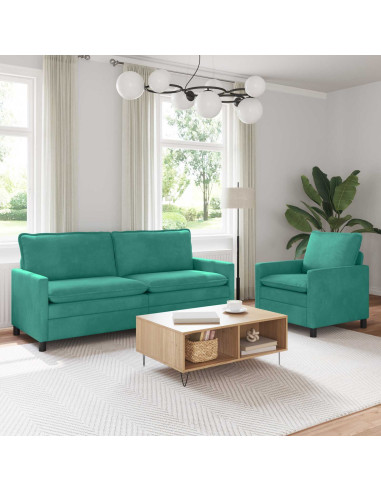 Set di divani 2 pcs Turchese Velluto