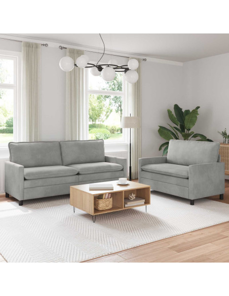 Set di divani 2 pcs Grigio Chiaro Velluto