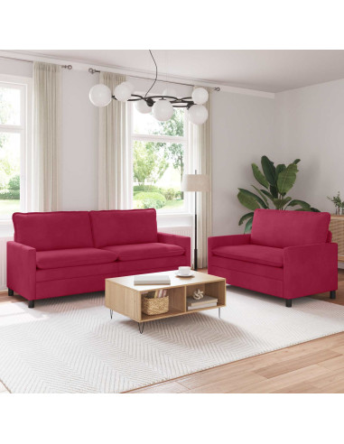 Set di divani 2 pcs Rosso Vino Velluto