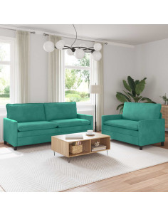 Set di divani 2 pcs Turchese Velluto