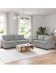 Set di divani 2 pcs Grigio Chiaro Velluto