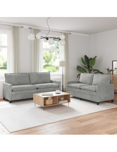 Set di divani 2 pcs Grigio Chiaro Velluto