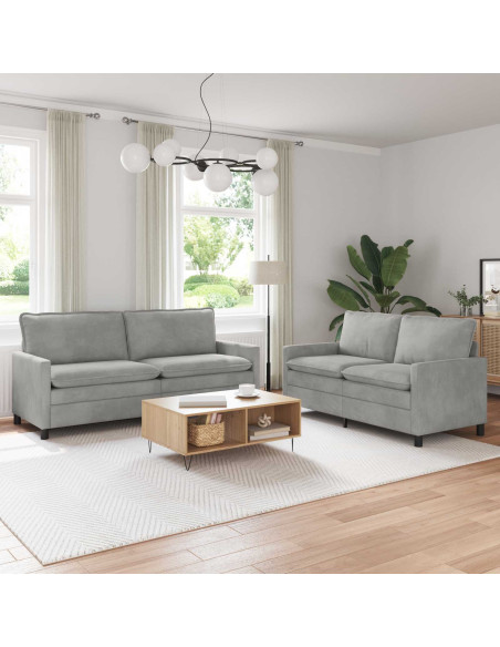 Set di divani 2 pcs Grigio Chiaro Velluto