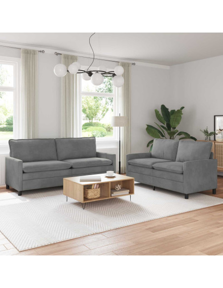 Set di divani 2 pcs Grigio Scuro Velluto