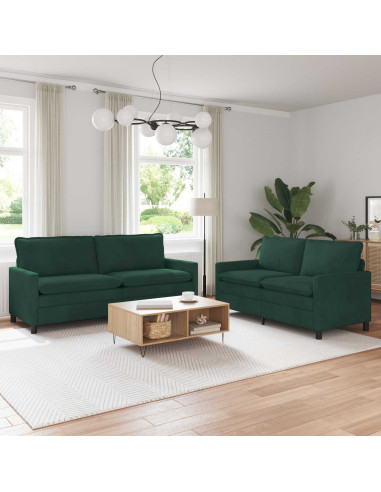 Set di divani 2 pcs Verde Scuro Velluto