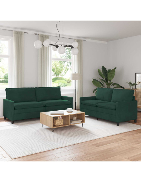 Set di divani 2 pcs Verde Scuro Velluto