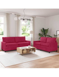 Set di divani 2 pcs Rosso Vino Velluto