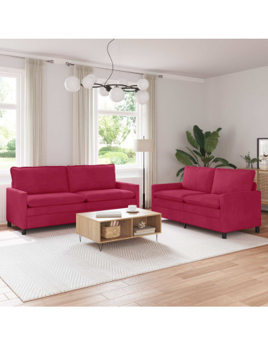 Set di divani 2 pcs Rosso Vino Velluto