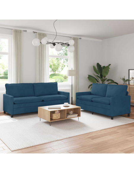 Set di divani 2 pcs Blu Velluto