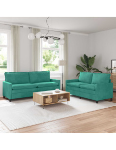 Set di divani 2 pcs Turchese Velluto