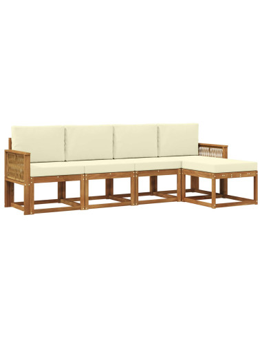 Set di divani da esterno 5 pcs Naturale e Crema Poliestere