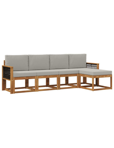 Set di divani da esterno 5 pcs Naturale e Grigio Chiaro