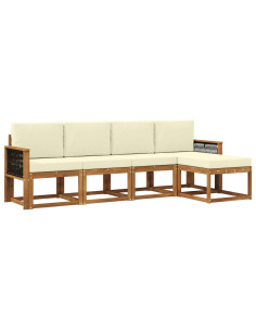 Set di divani da esterno 5 pcs Naturale e Crema Poliestere
