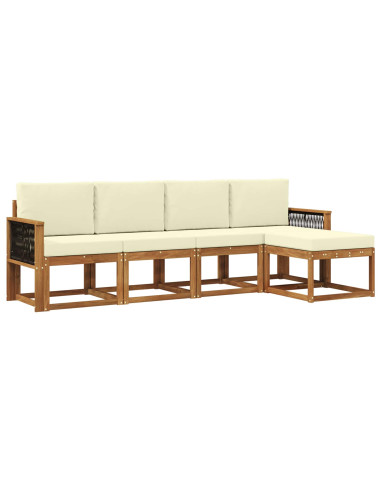 Set di divani da esterno 5 pcs Naturale e Crema Poliestere