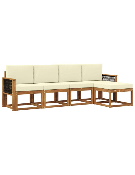 Set di divani da esterno 5 pcs Naturale e Crema Poliestere
