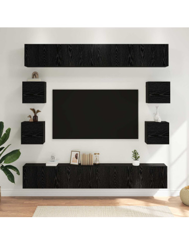 Set mobile TV 8 pcs 100 x 30 x 30 cm Rovere Nero