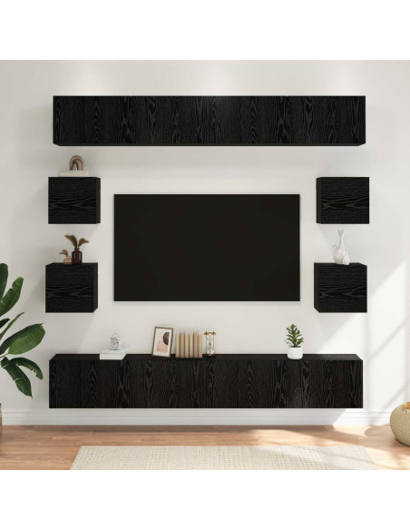 Set mobile TV 8 pcs 100 x 30 x 30 cm Rovere Nero